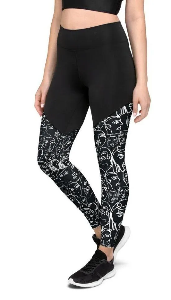 Face Drawing Compression Leggings