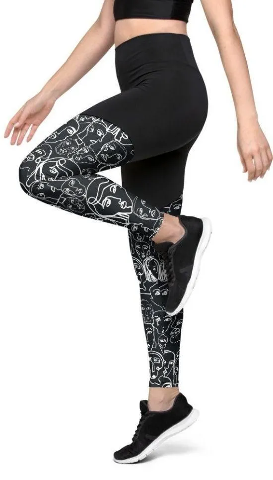 Face Drawing Compression Leggings