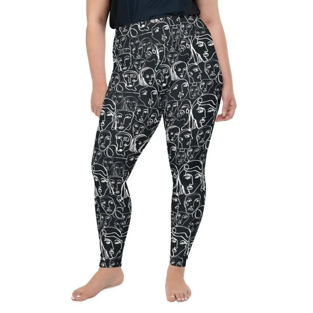 Face Drawings Plus Size Leggings