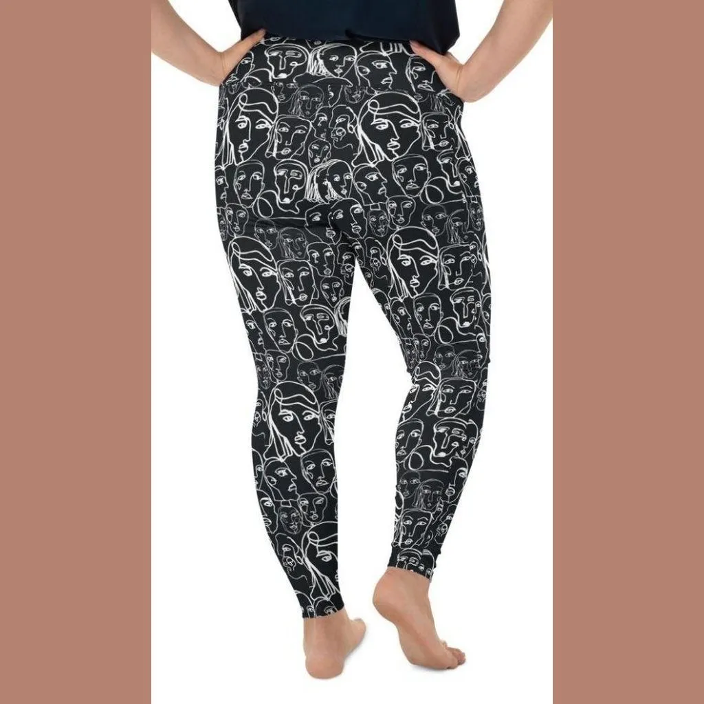 Face Drawings Plus Size Leggings