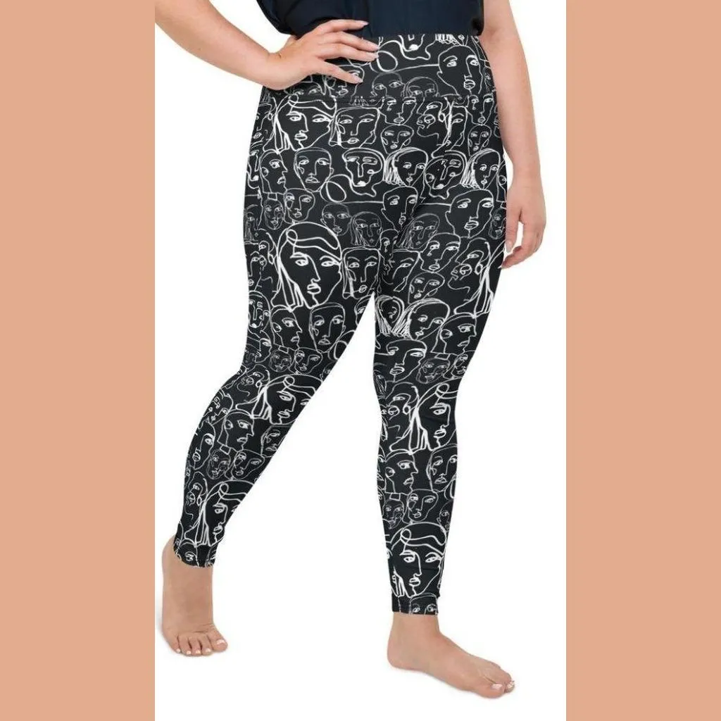 Face Drawings Plus Size Leggings