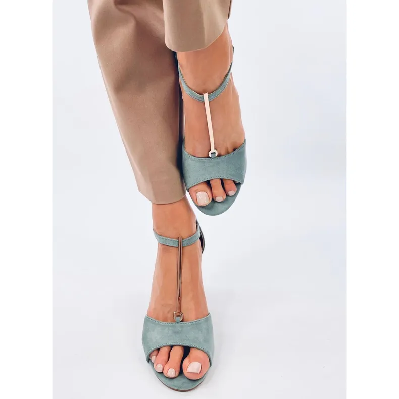 Ferdi Green high-heeled sandals with gold decoration blue