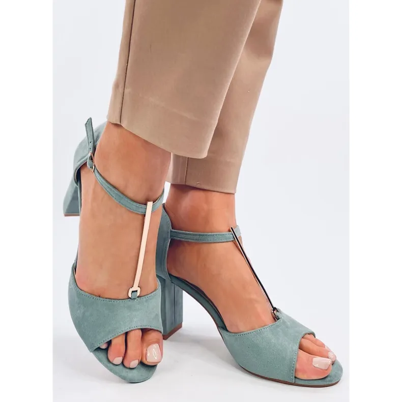 Ferdi Green high-heeled sandals with gold decoration blue