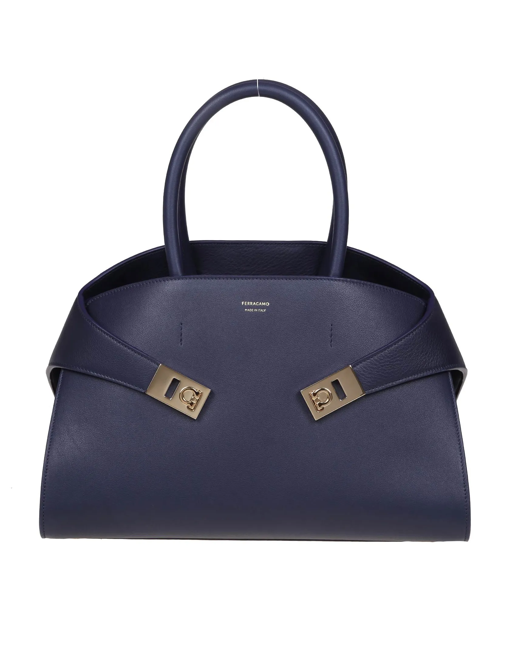 FERRAGAMO HUG TH M BAG IN BLUE LEATHER