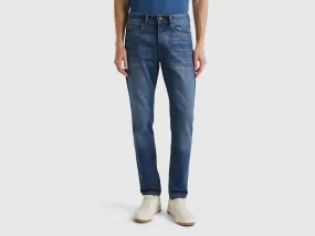 Five pocket slim fit jeans - Blue | Benetton