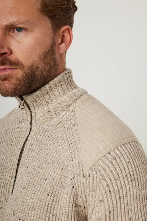 Foxton Zip Neck Jumper (Oatmeal)