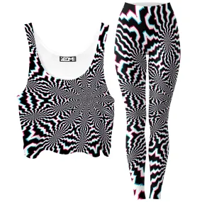 Fractal Ripples Crop Top and Leggings Combo