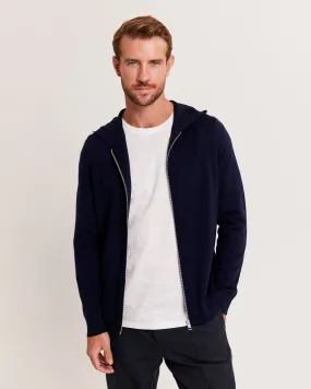 Franklin Merino Wool Zipper Hoodie in Navy - SABA