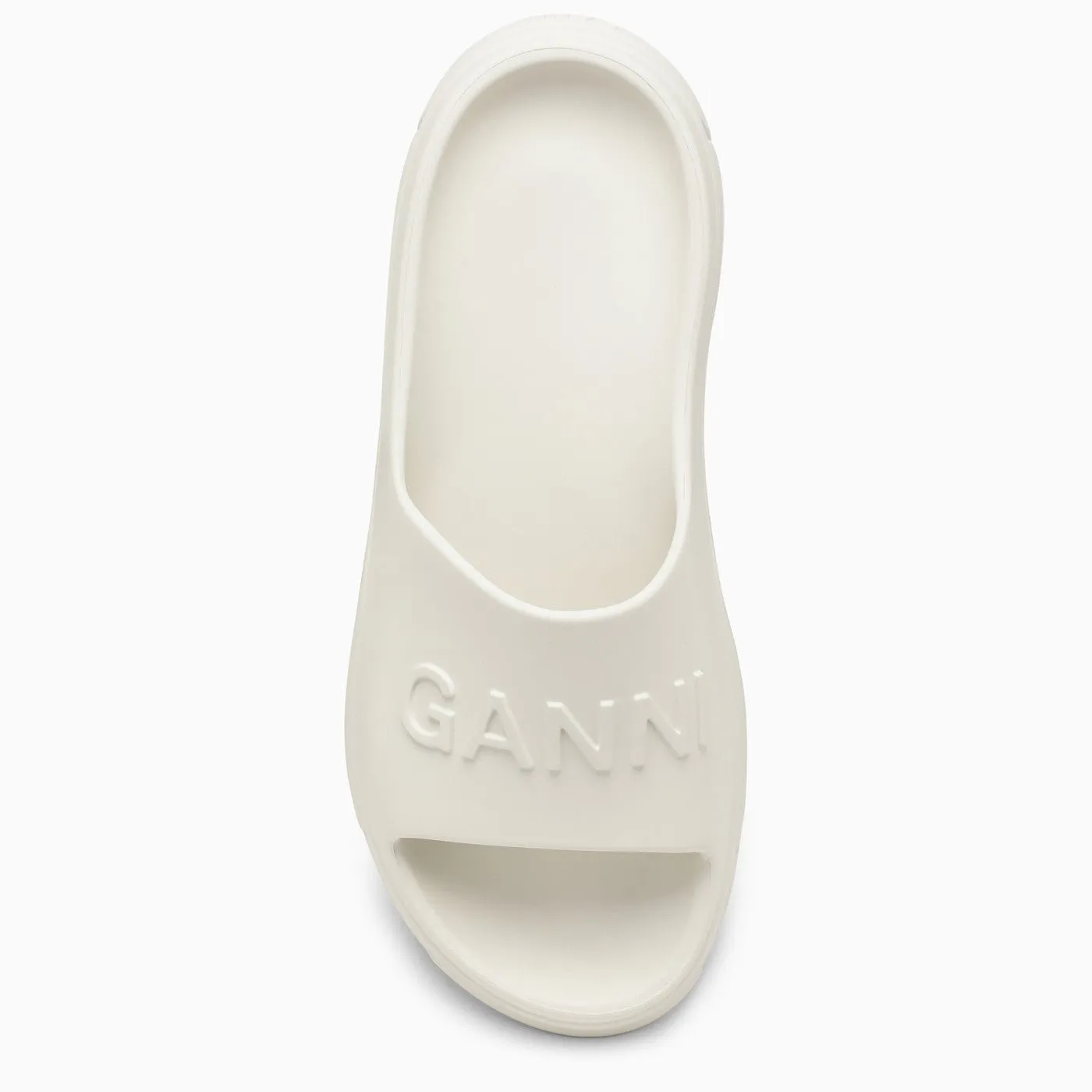 GANNI    Ganni White Rubber Slipper With Logo