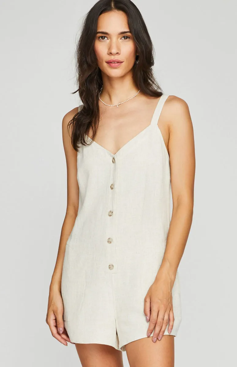 Gentle Fawn Harper Button Front Romper in Linen