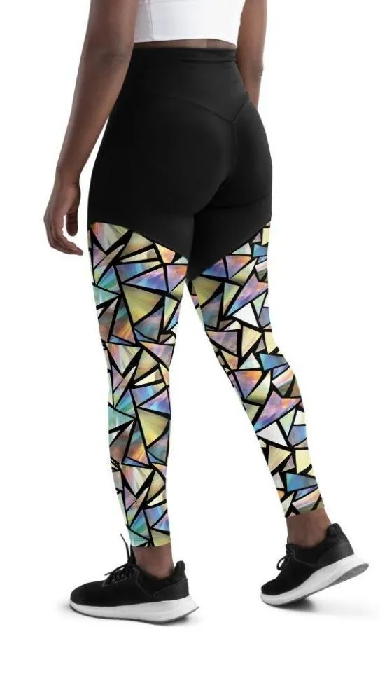 Geometric Mirror Glass Compression Leggings