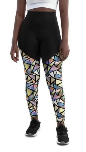 Geometric Mirror Glass Compression Leggings