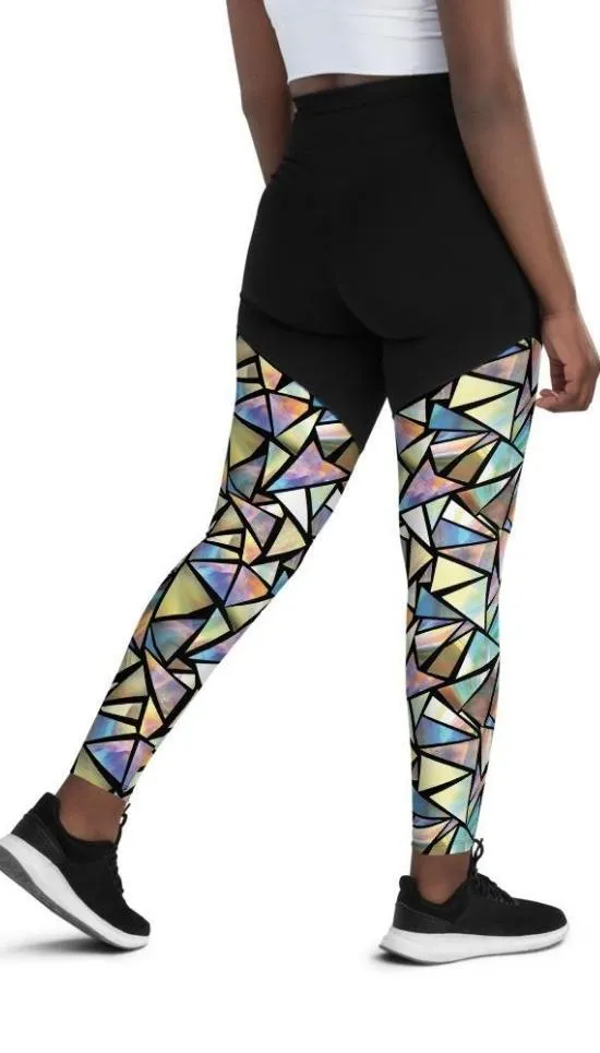 Geometric Mirror Glass Compression Leggings