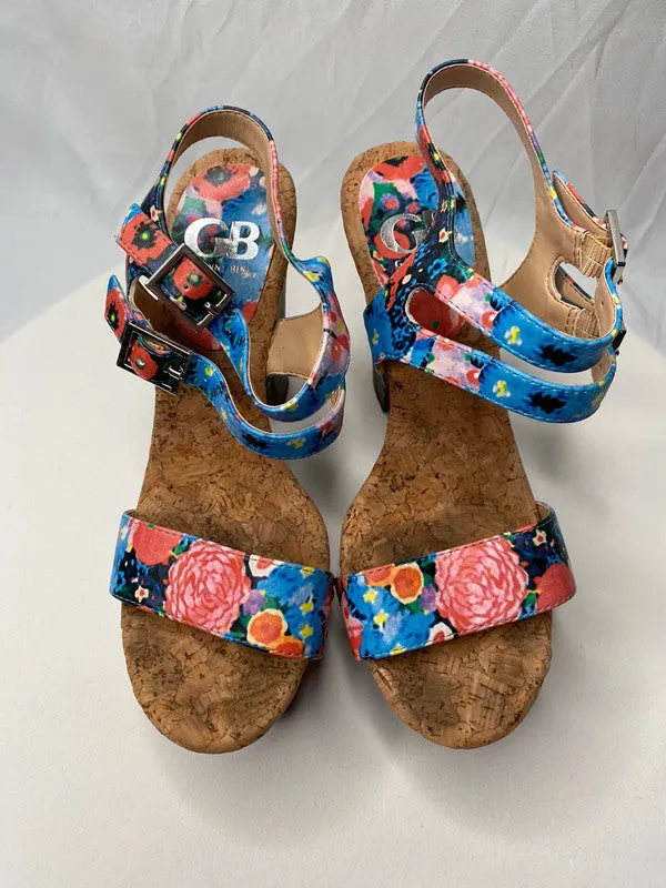 Gianni Bini - uk5 blue red cork sole platform sandals