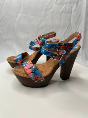 Gianni Bini - uk5 blue red cork sole platform sandals