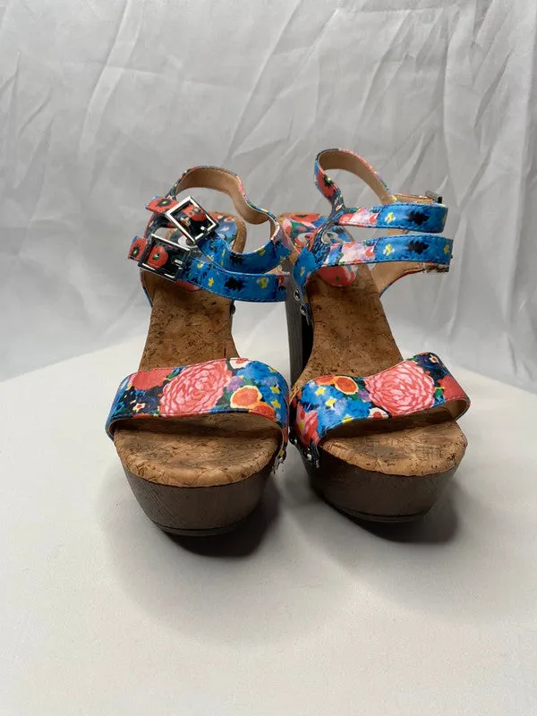 Gianni Bini - uk5 blue red cork sole platform sandals