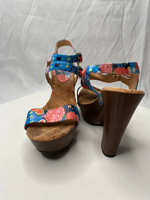 Gianni Bini - uk5 blue red cork sole platform sandals