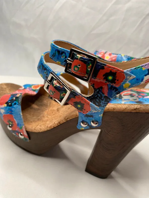 Gianni Bini - uk5 blue red cork sole platform sandals