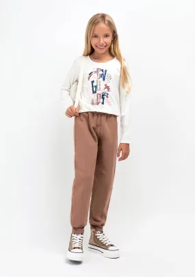 Girl's Brown Basic Joggers