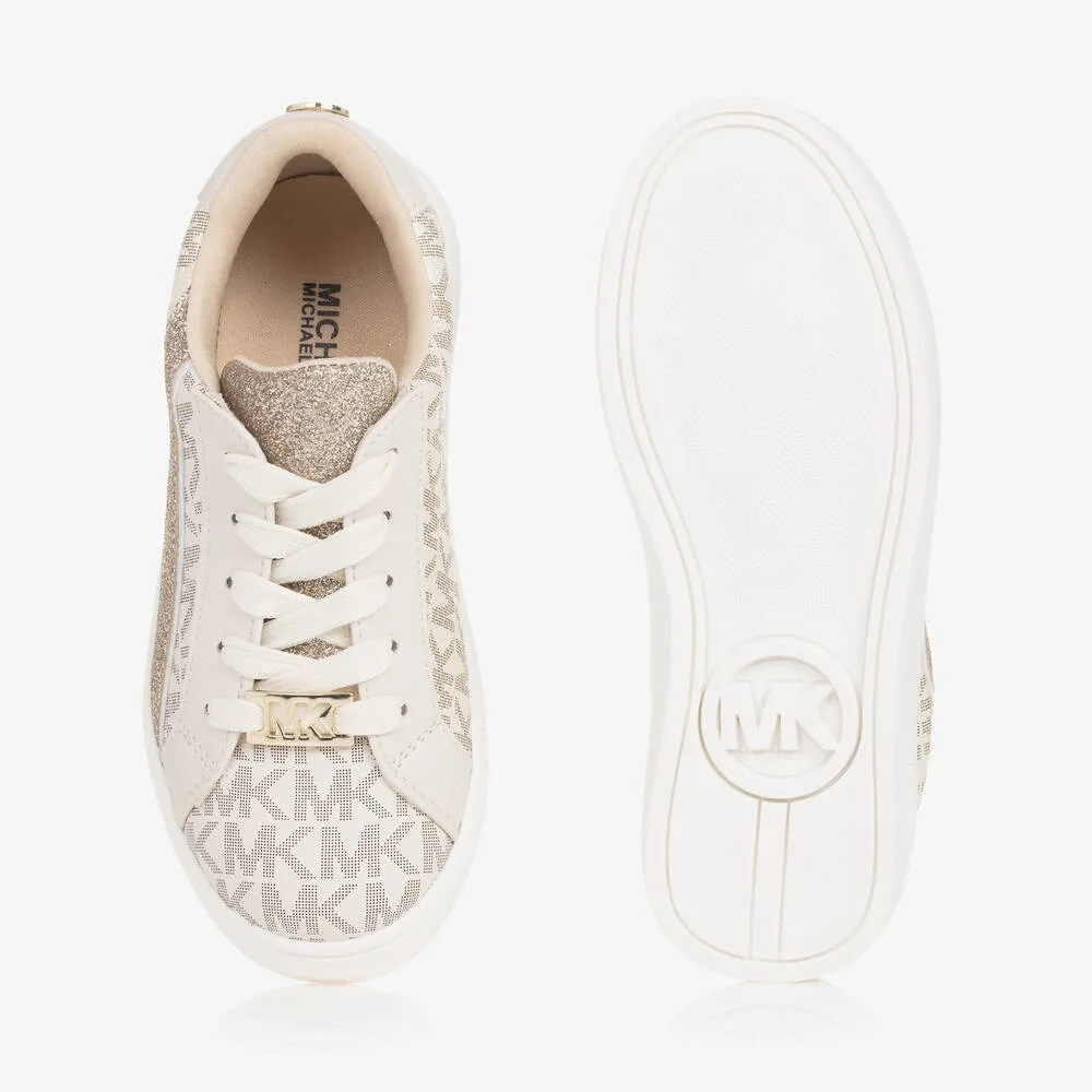 Girls Ivory Glitter Lace-Up MK Trainers