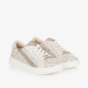 Girls Ivory Glitter Lace-Up MK Trainers