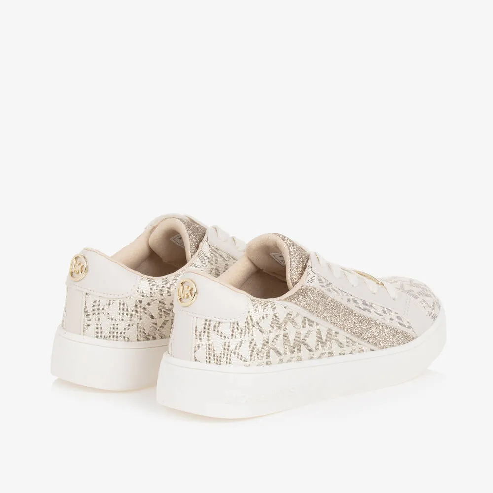 Girls Ivory Glitter Lace-Up MK Trainers