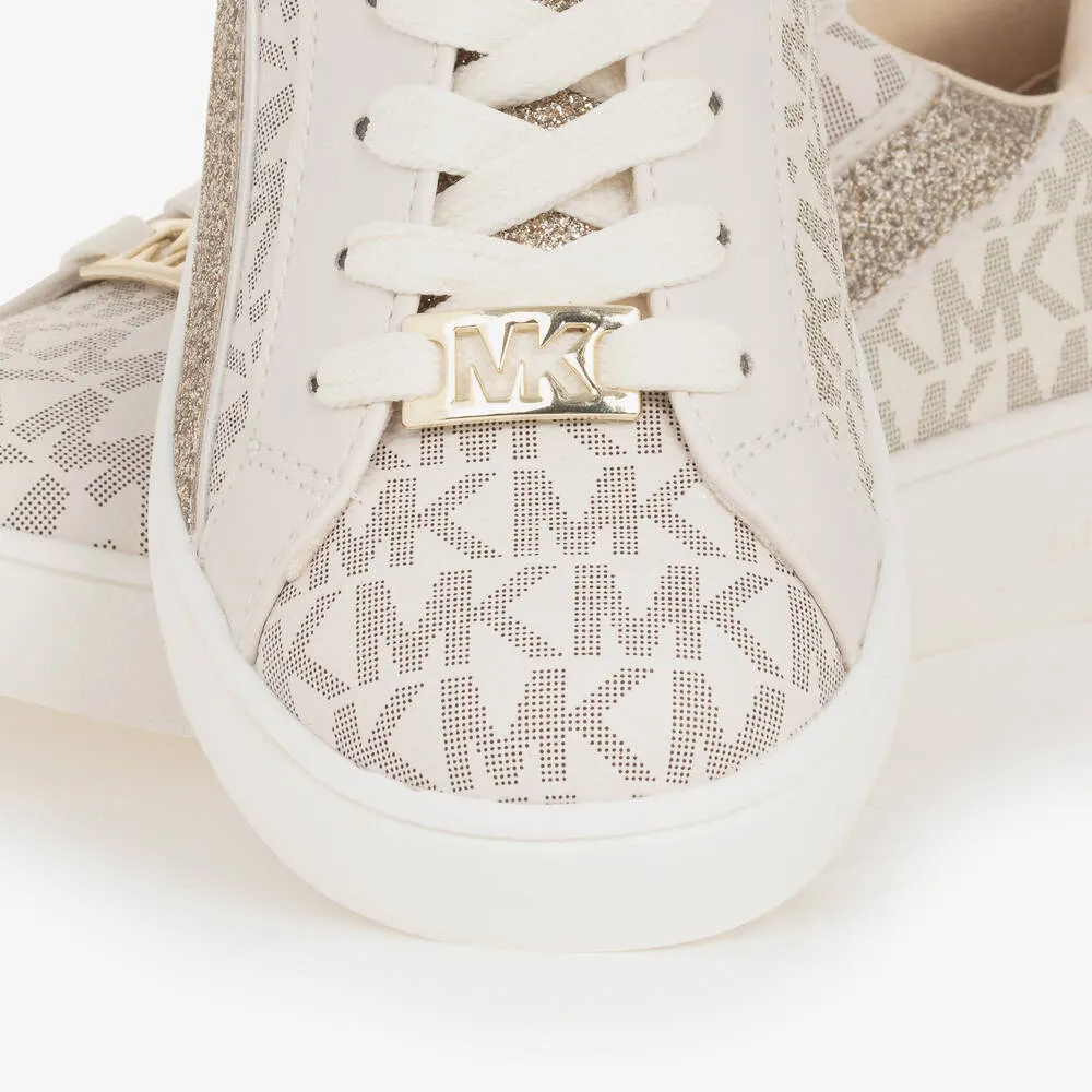 Girls Ivory Glitter Lace-Up MK Trainers