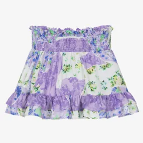 Girls Lilac Floral Skirt