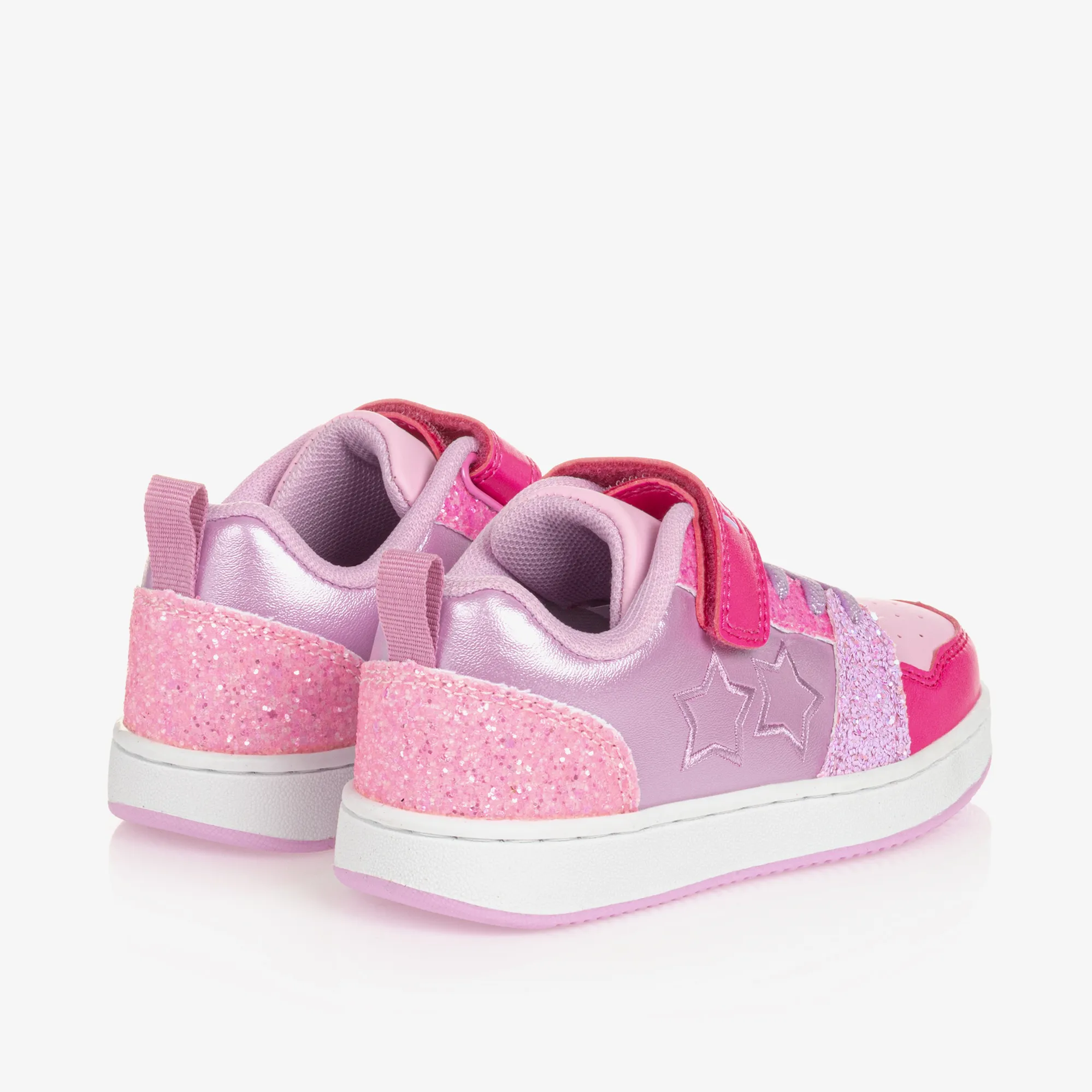 Girls Pink & Purple Star Velcro Trainers