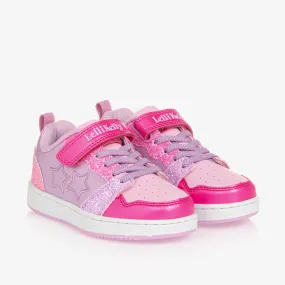 Girls Pink & Purple Star Velcro Trainers