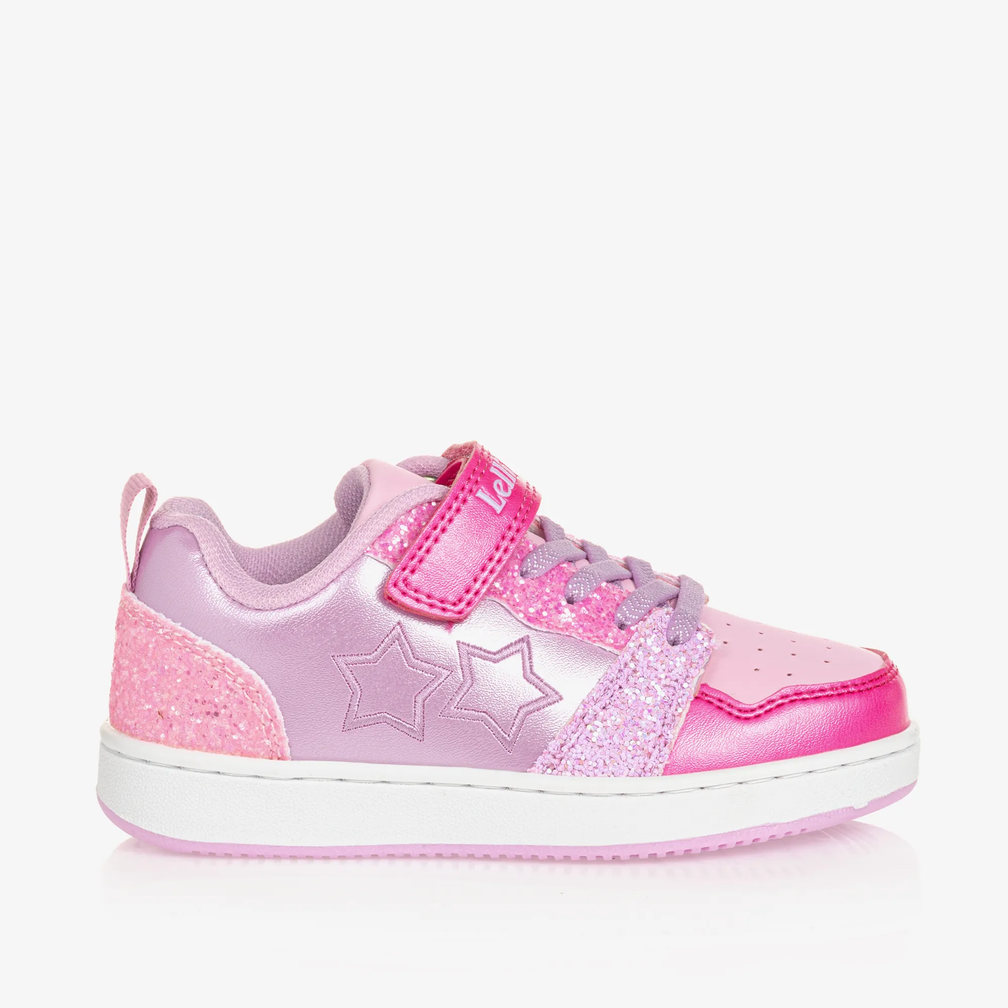 Girls Pink & Purple Star Velcro Trainers