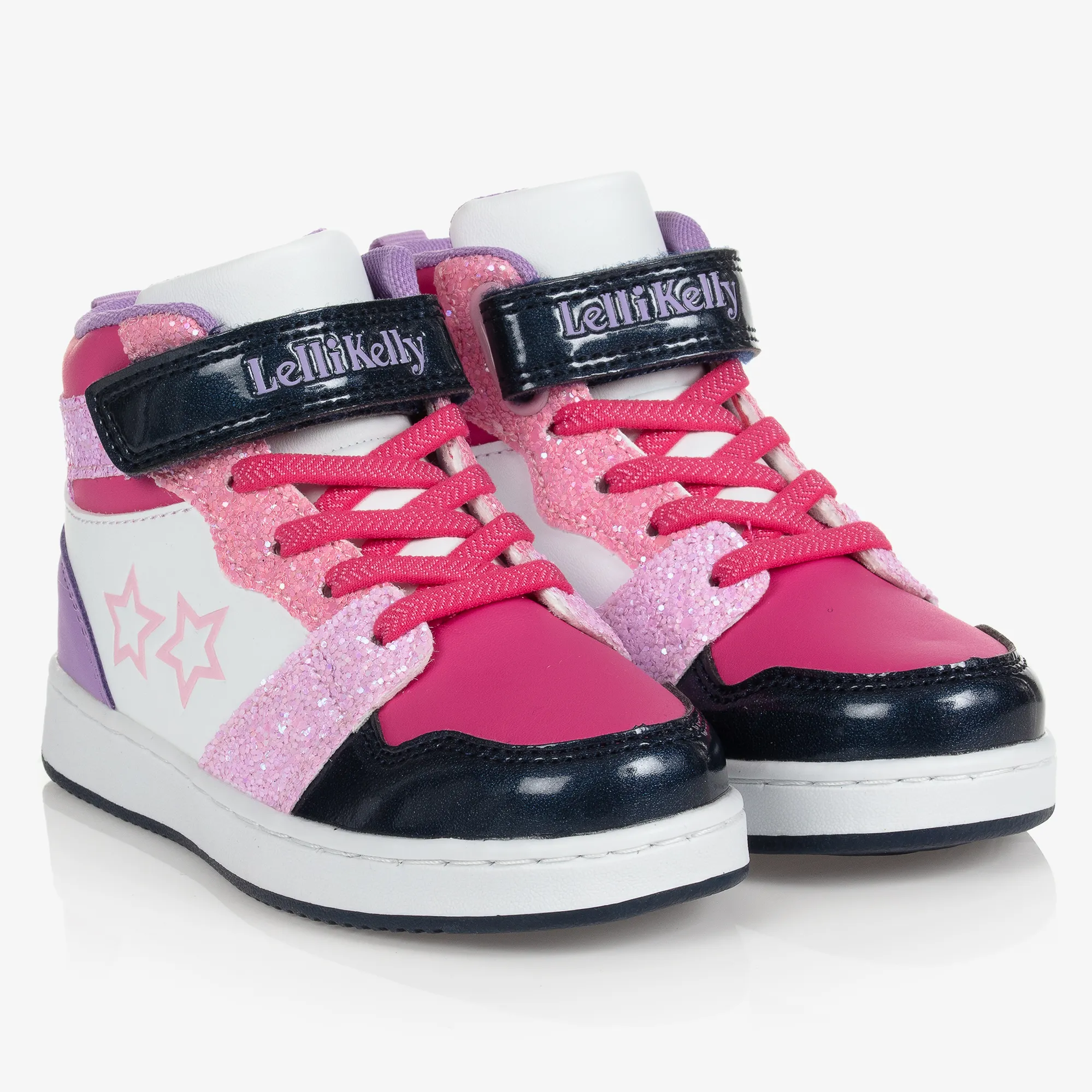 Girls Pink High Top Velcro Trainers