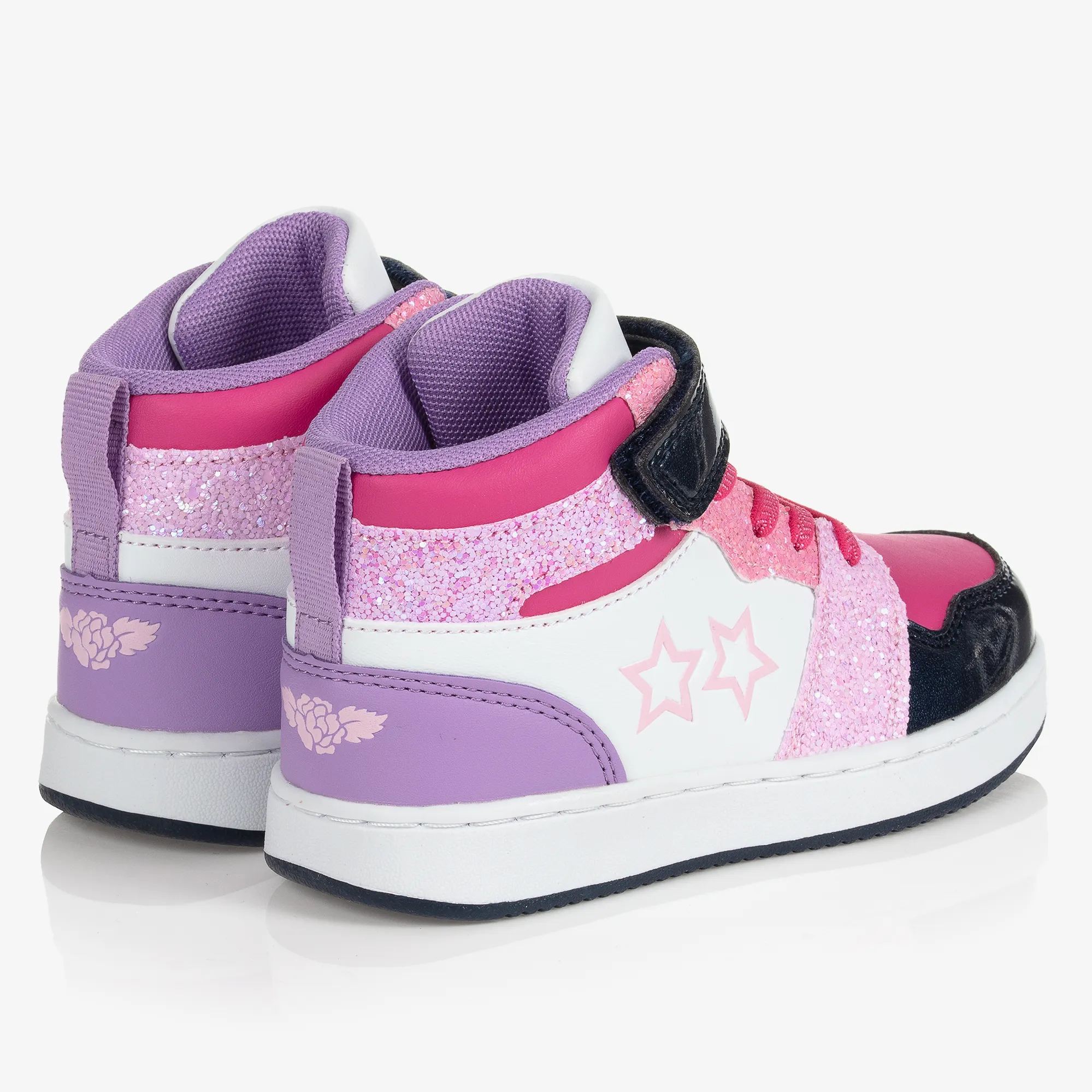 Girls Pink High Top Velcro Trainers