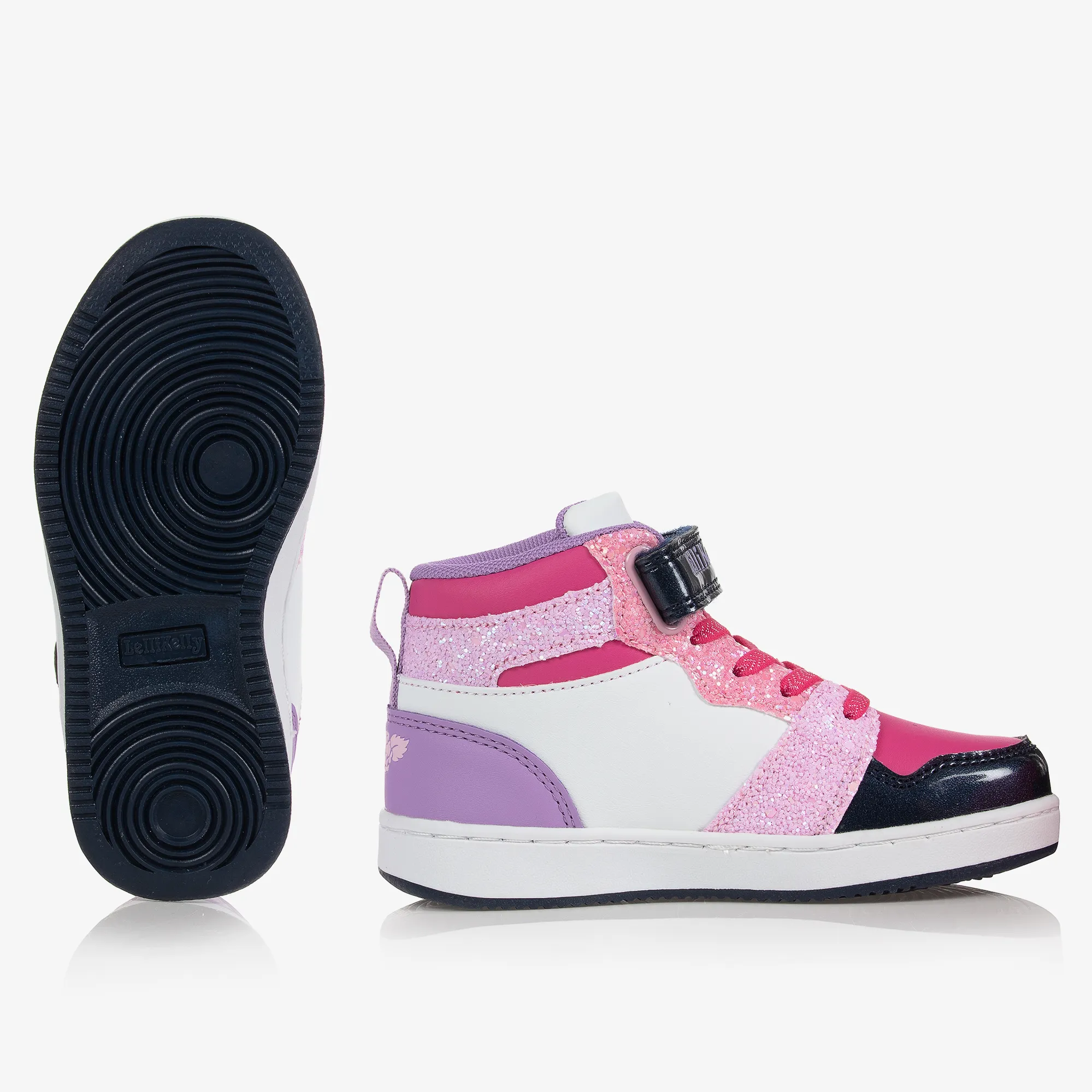 Girls Pink High Top Velcro Trainers