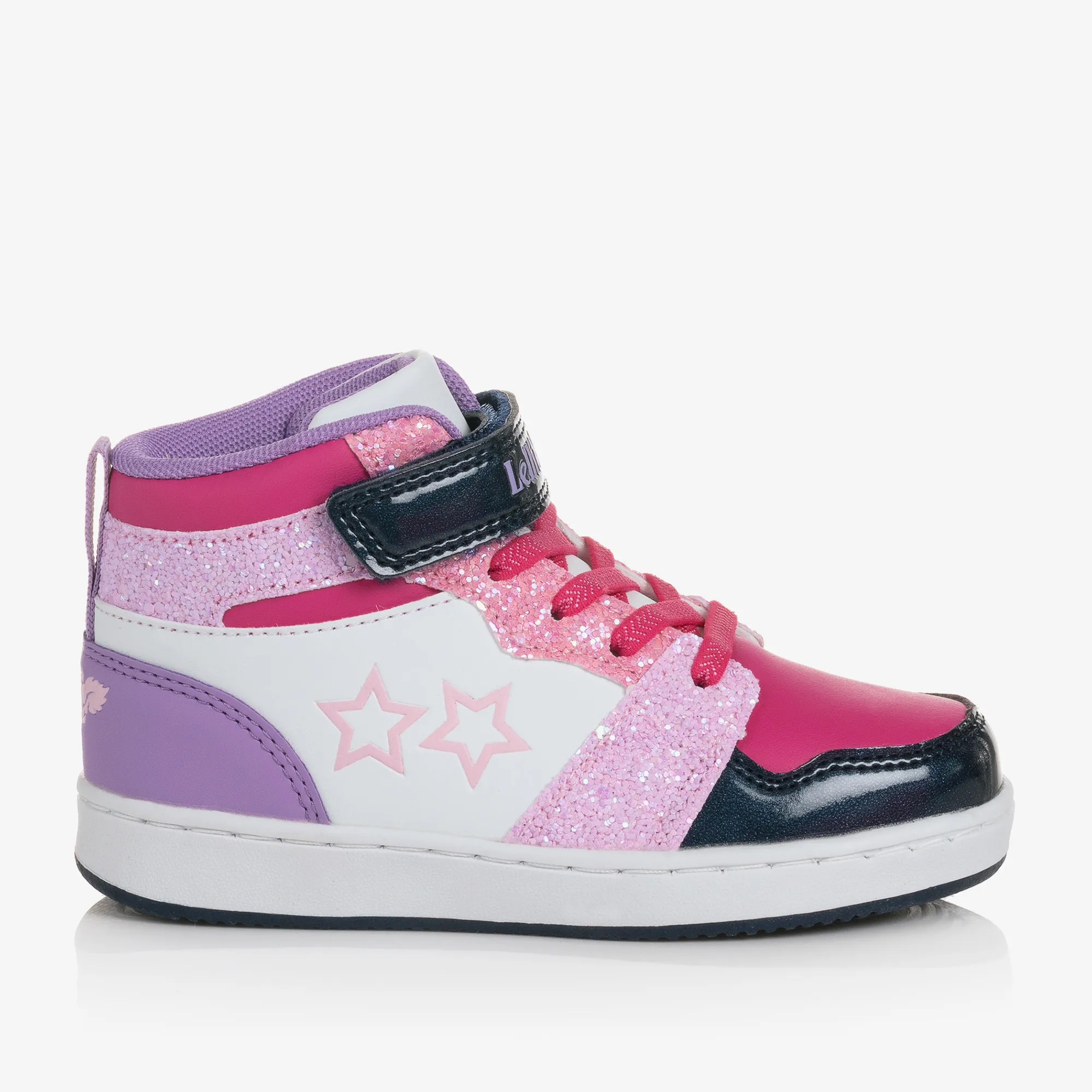 Girls Pink High Top Velcro Trainers