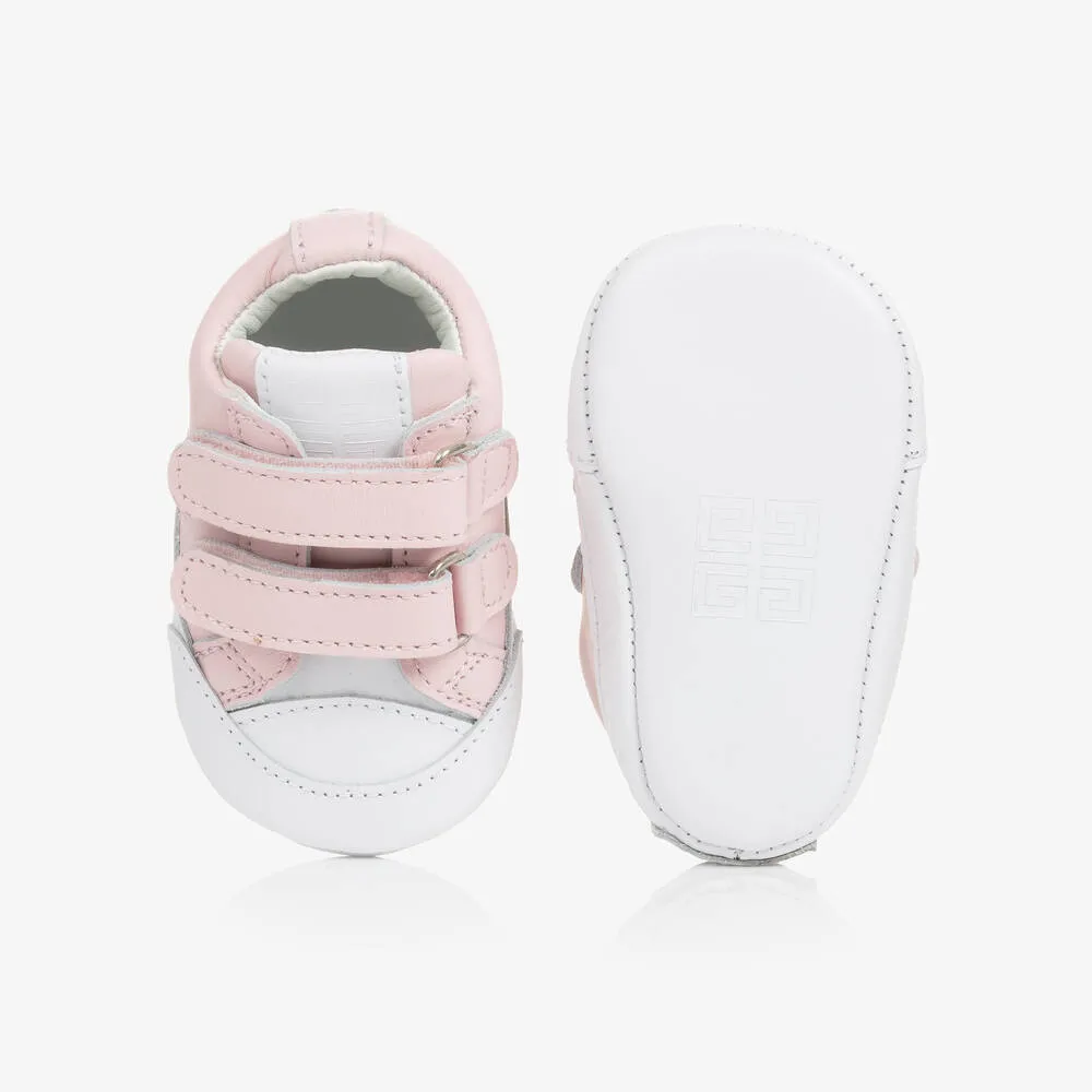 Girls Pink Leather Baby Pre-Walker Trainers