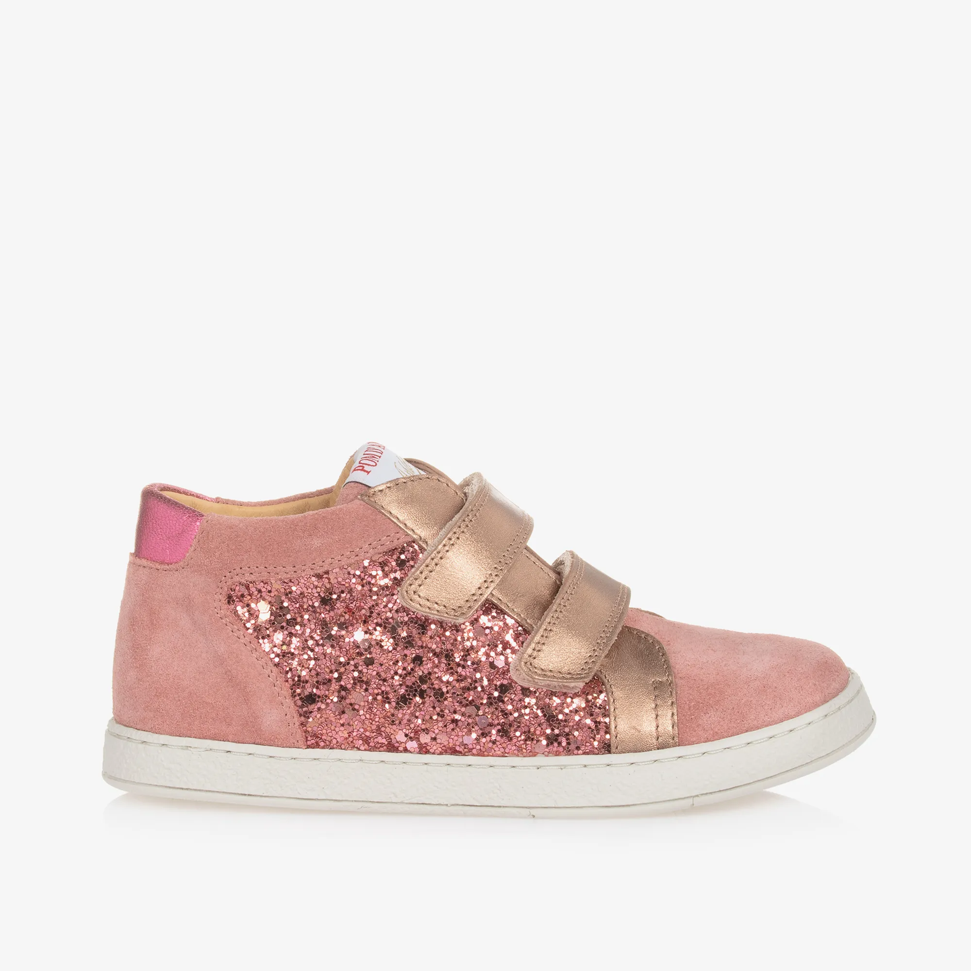 Girls Pink Suede Leather & Sequin Trainers