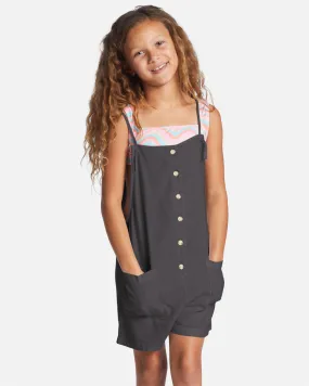 Girl's Wave Watch Romper - Off Black