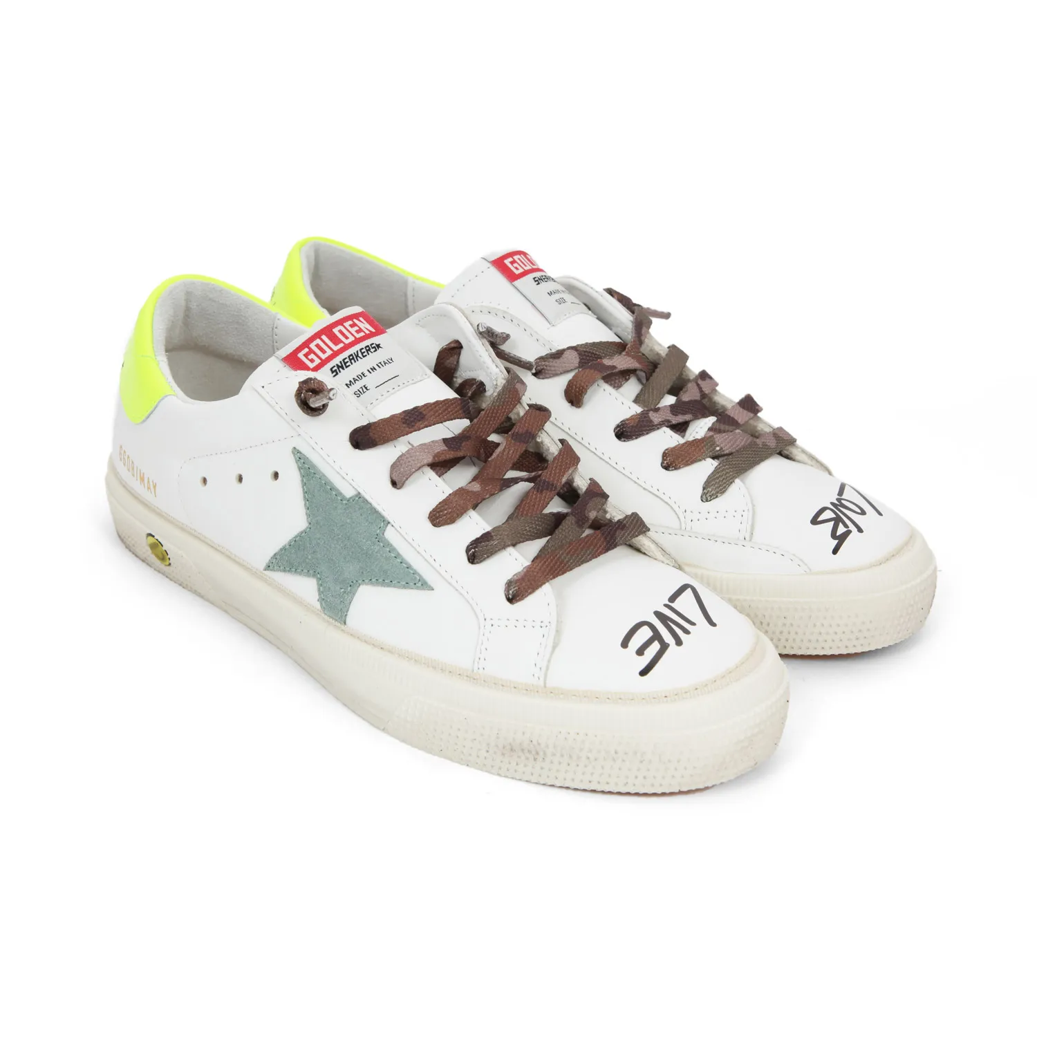 Golden Goose White And Fluo Yellow Sstar Sneakers For Teen Girls