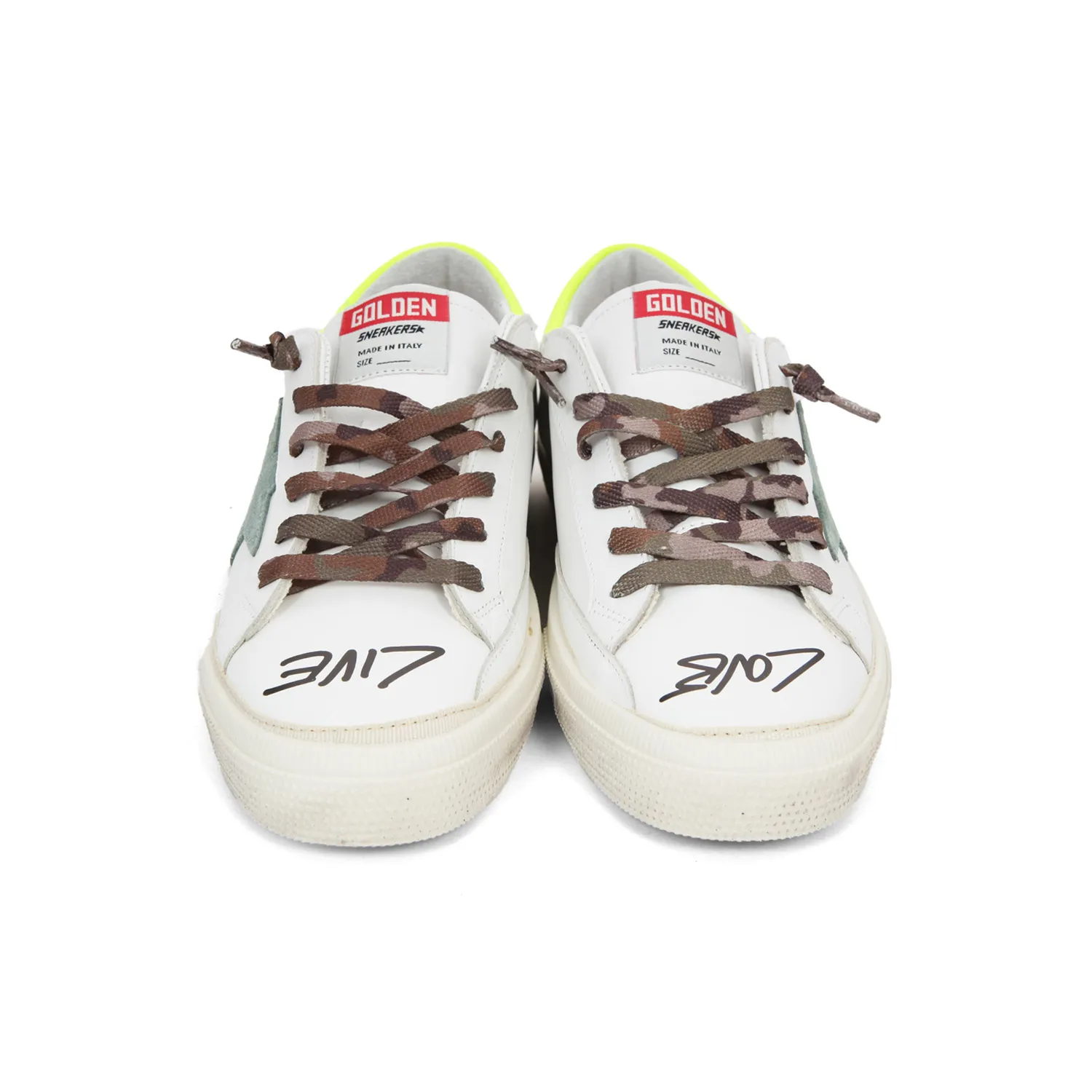 Golden Goose White And Fluo Yellow Sstar Sneakers For Teen Girls