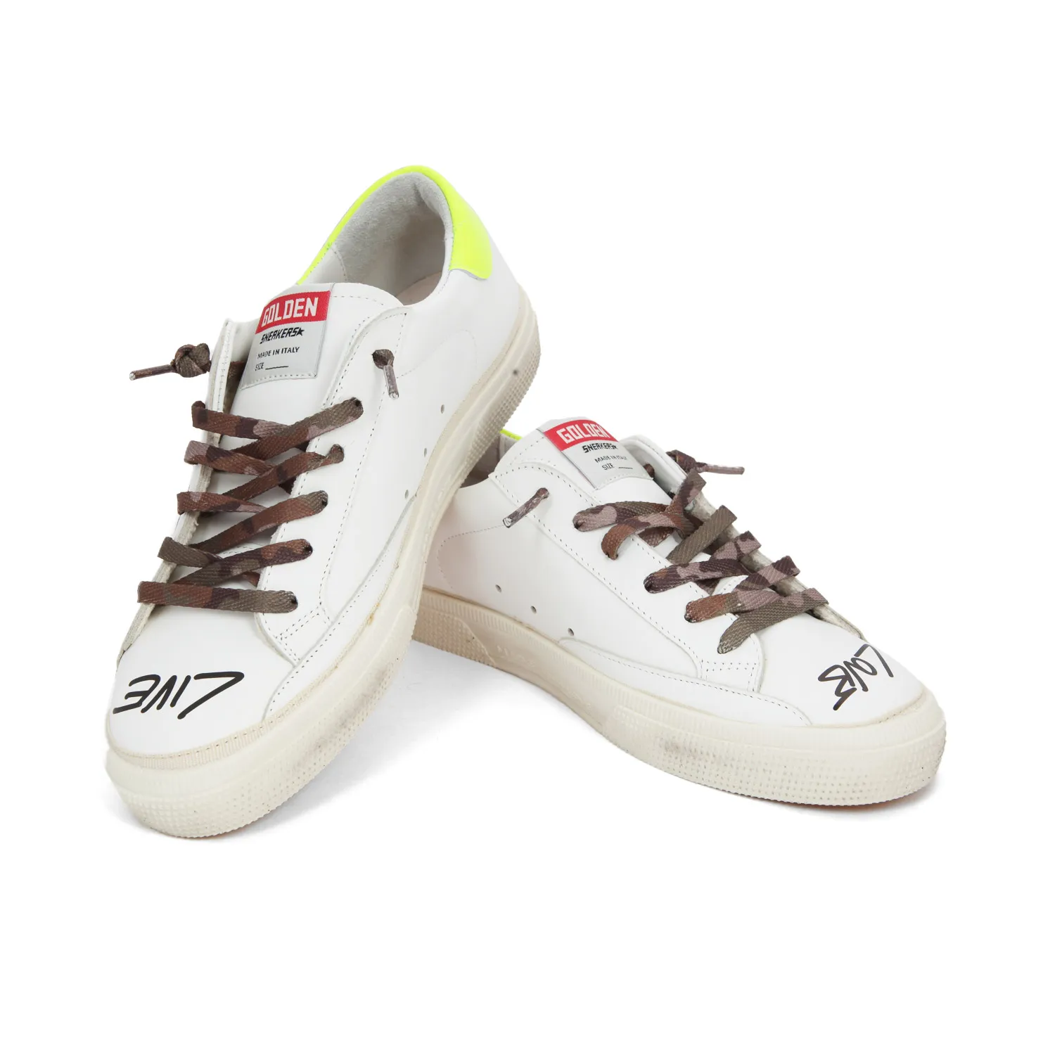 Golden Goose White And Fluo Yellow Sstar Sneakers For Teen Girls