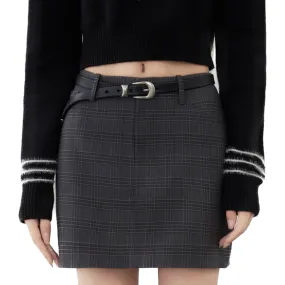 Grey Checkered Skirt-