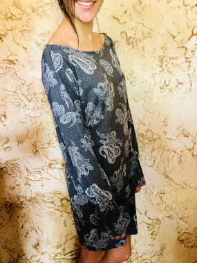 Grey Paisley Dress