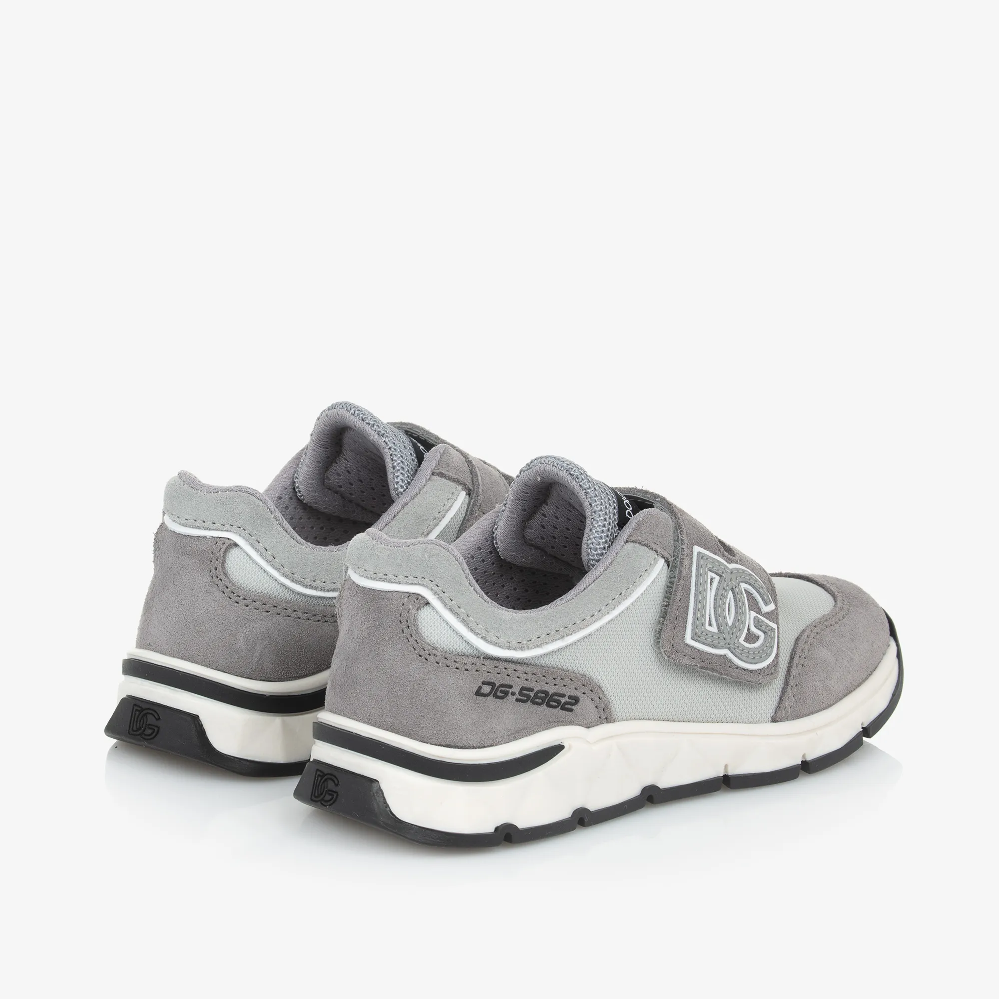 Grey Suede Leather & Mesh Trainers