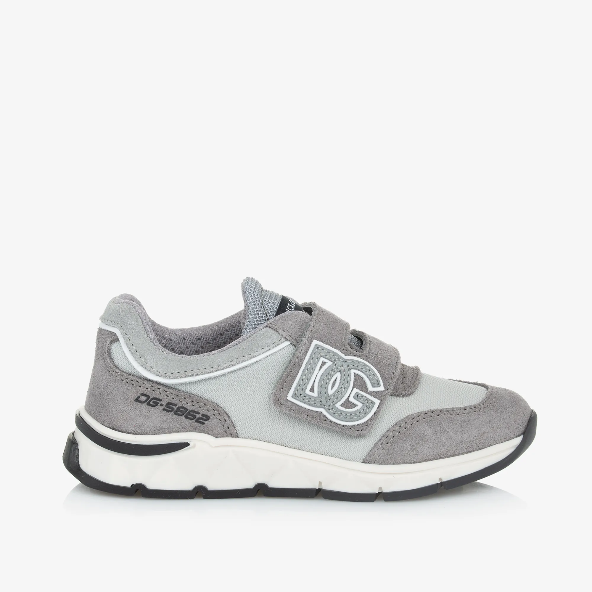 Grey Suede Leather & Mesh Trainers