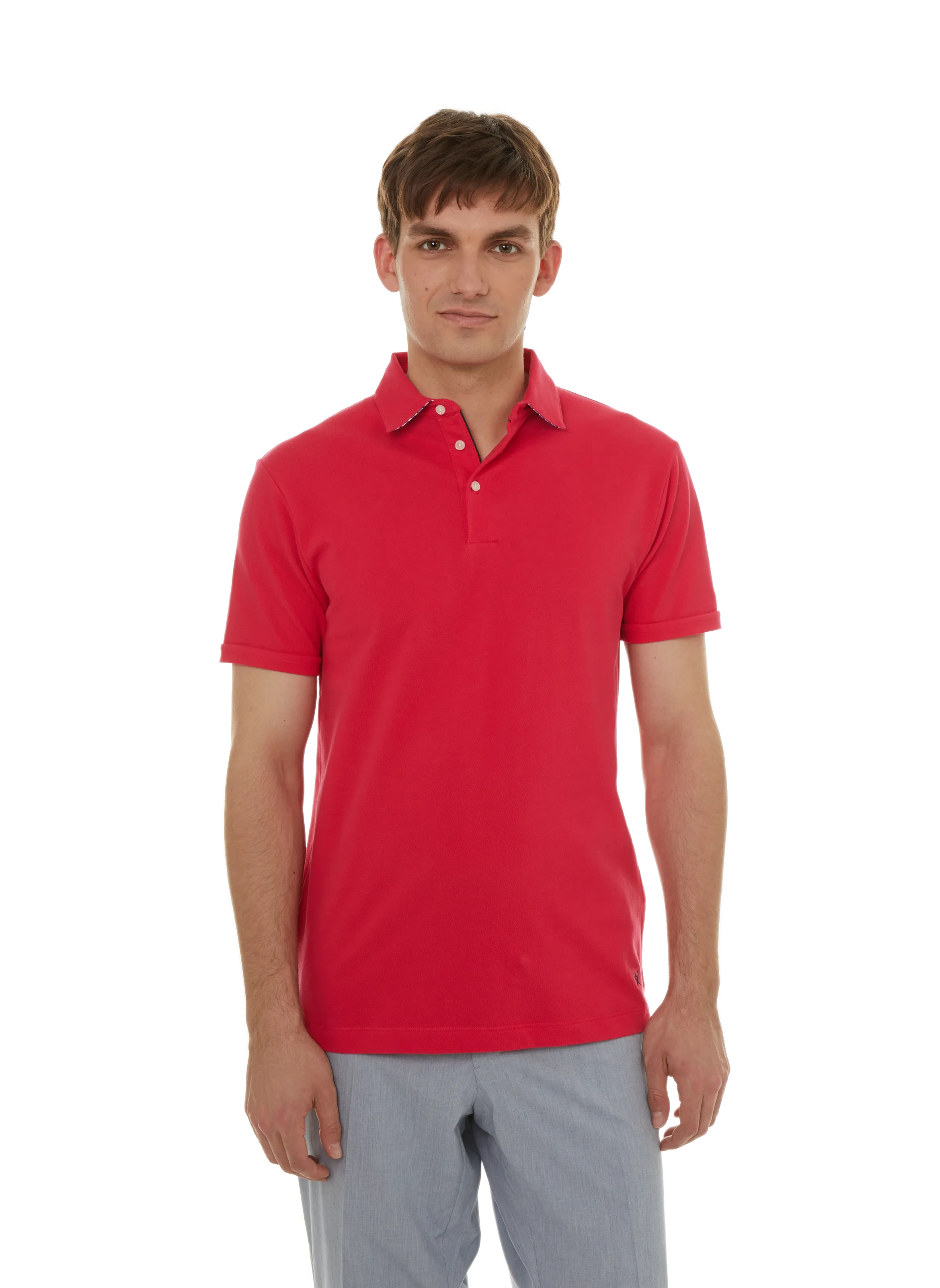 HACKETT  Plain cotton polo shirt - Pink