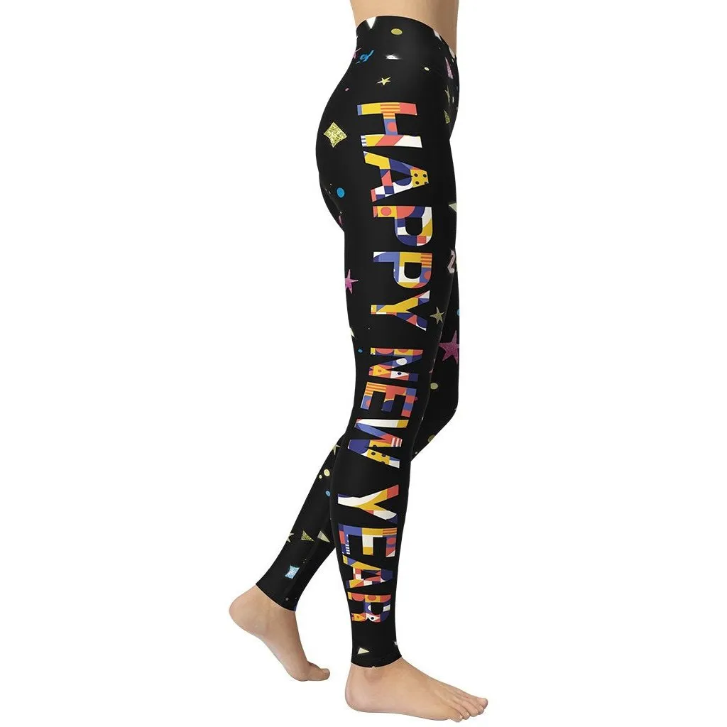 Happy New Year Yoga Leggings