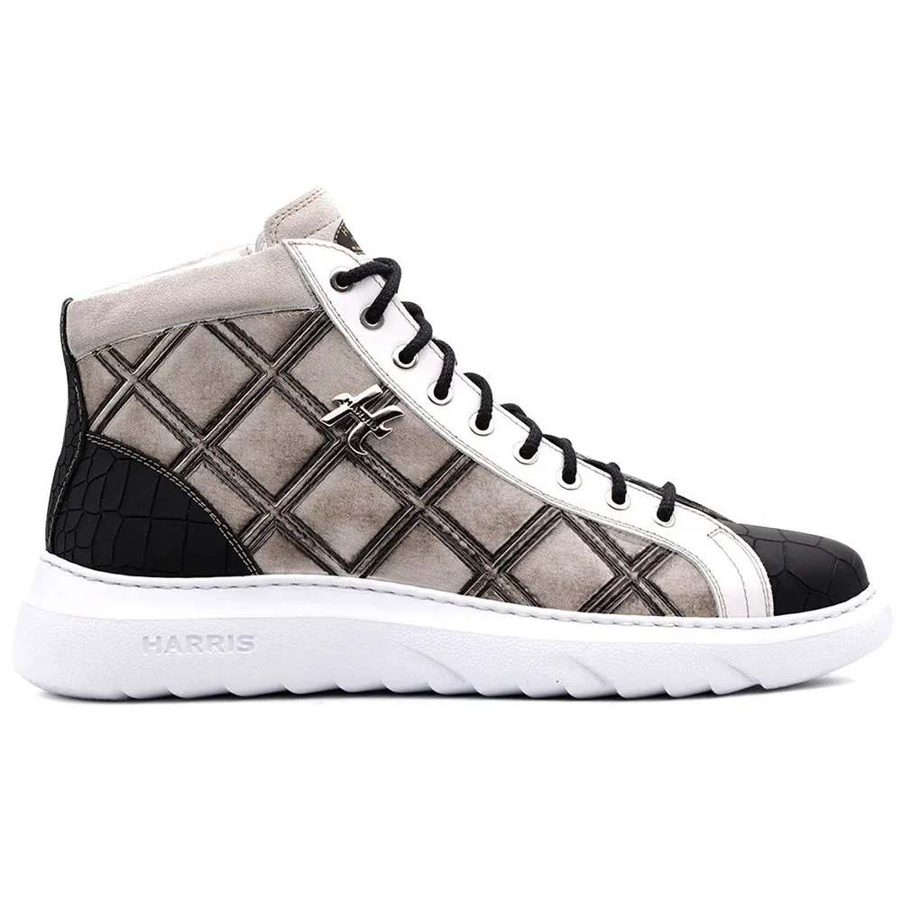 Harris Firenze 1913 Rumble Print Leather Sneakers Grigio