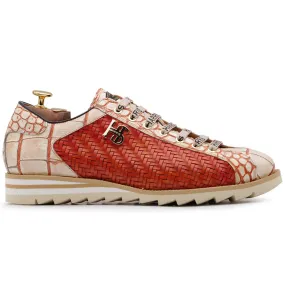 Harris Firenze 1913 Weave Leather Sneakers Orange