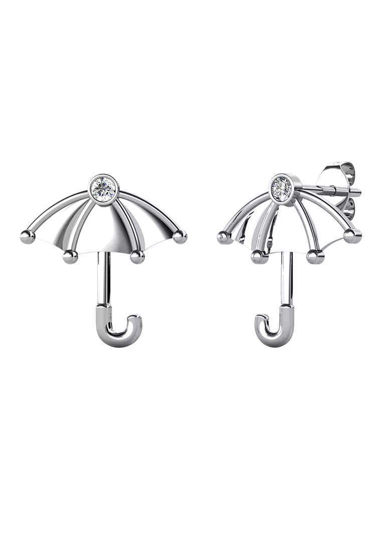 Her Jewellery Her Jewellery Little Umbrella Earrings (White Gold) - Luxury Crystal Embellishments plated with 18K Gold